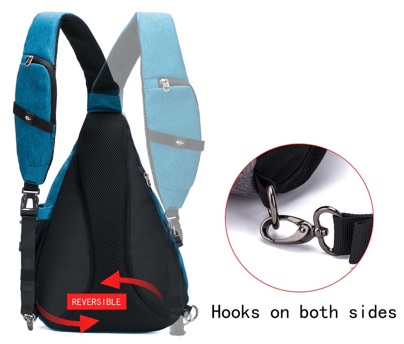 TurnWay Water-Proof Sling bag/Crossbody Backpack/Shoulder Bag with USB Charging Port for Travel, Hiking, Cycling, Camping (BLUE) - Image 5